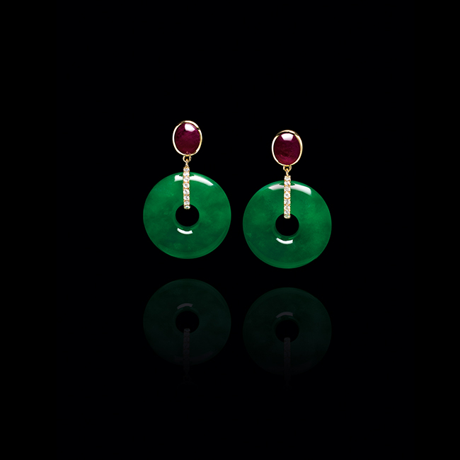 平安扣翡翠耳環