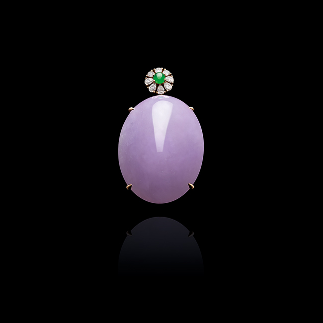 紫羅蘭翡翠蛋面吊墜