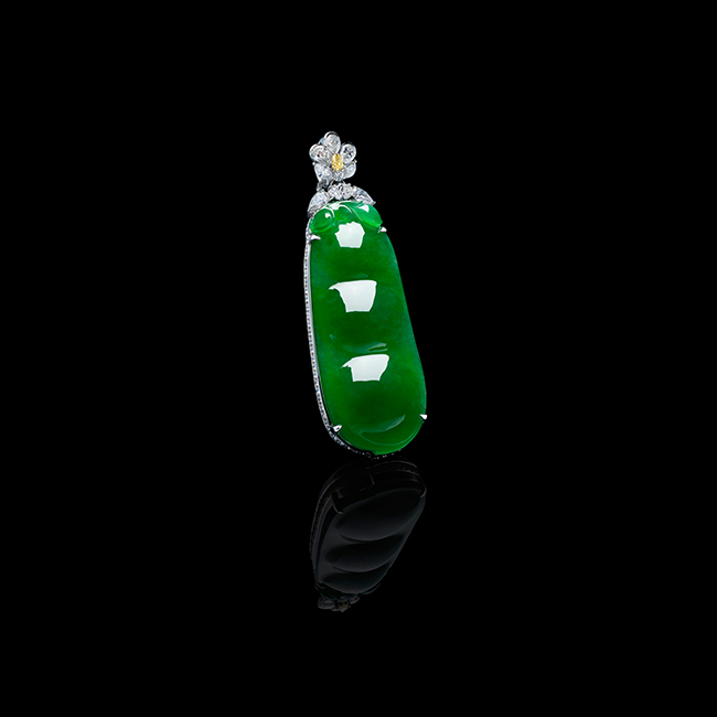 滿綠翡翠福豆吊墜