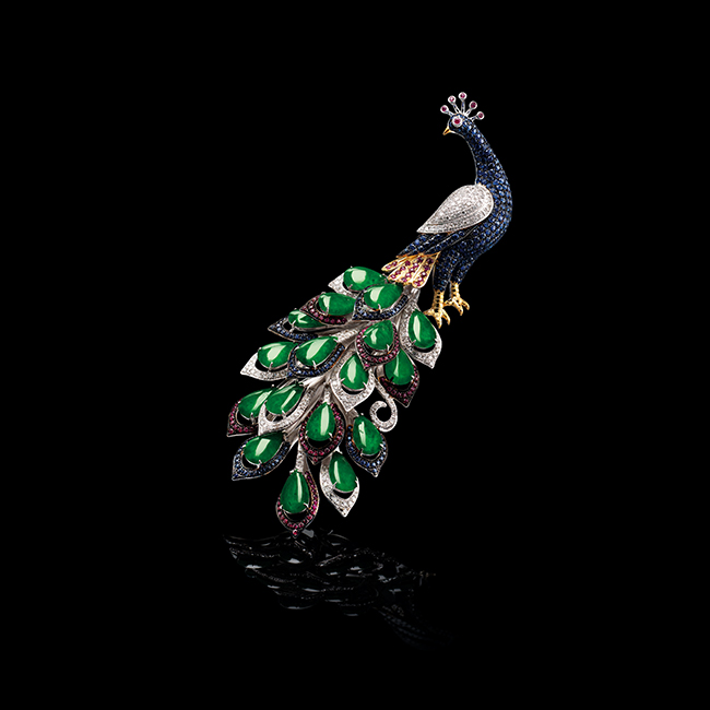 孔雀翡翠胸針