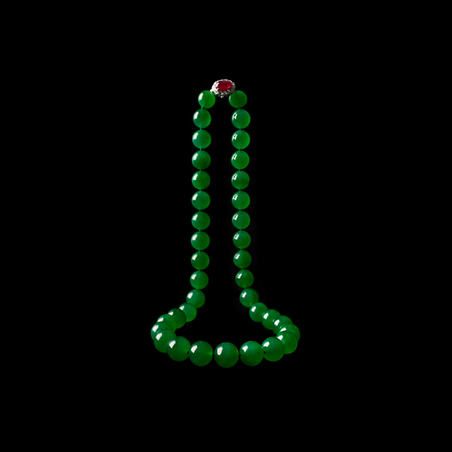 緬甸天然玻璃種帝王綠珠鏈